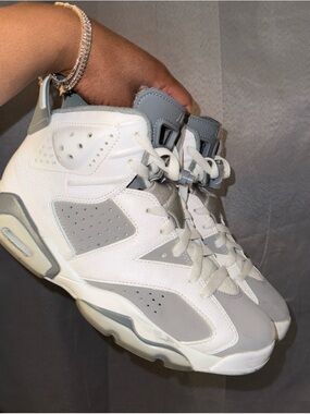 Jordan Gray and White High-Top Sneakers